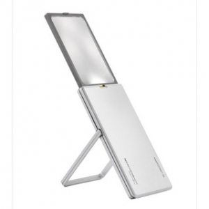 Lupa z LED osvetlitvijo - easyPOCKET XL - srebrna, poveÄava 2,5x/6,0 dpt, premer 75x50 mm